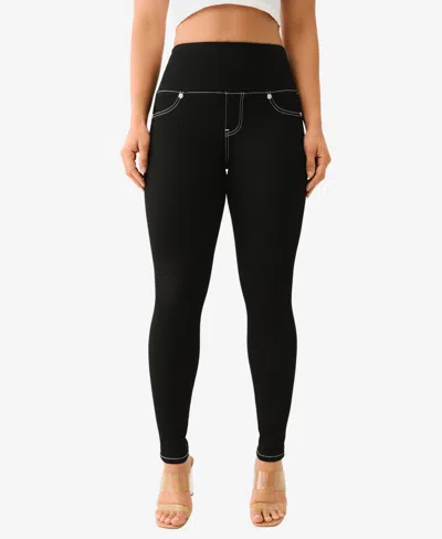 True Religion Women's Truly Snatched Jennie Pull On Jeans In Black Rinse