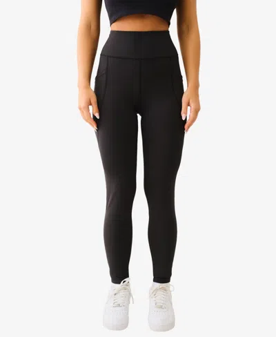 True Religion High Waist Performance Ankle Leggings In Black
