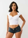 True Religion Women's Twist Front Cap Sleeve Top