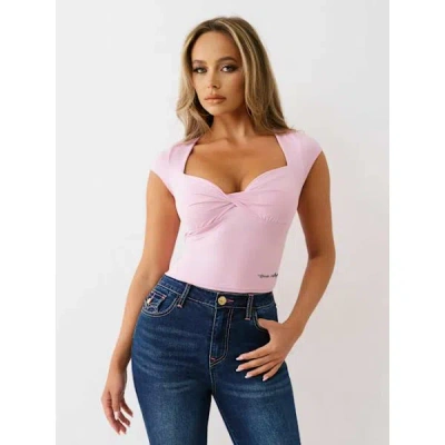 True Religion Women's Twist Front Cap Sleeve Top In Purple