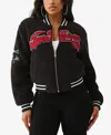True Religion Women's Sherpa Varsity Bomber Jacket In Black
