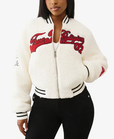 TRUE RELIGION WOMEN'S VARSITY CHENILLE BOMBER JACKET