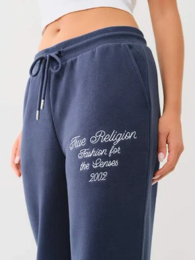 True Religion Women's Varsity Straight Leg Sweat Pant In Blue
