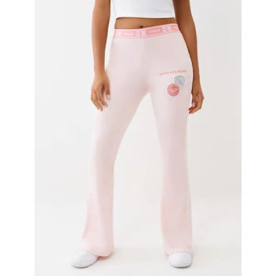 True Religion Women's Velour Bootcut Track Pant In Pink