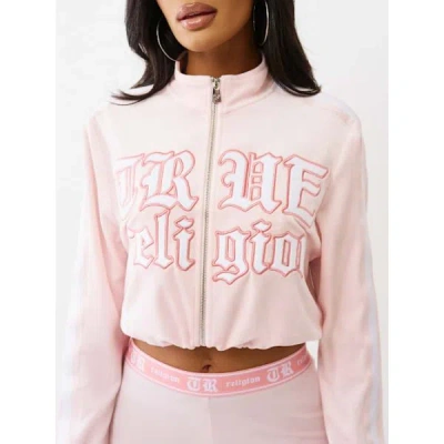 True Religion Women's Velour Track Jacket In Pink