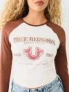 True Religion Women's Vintage Logo Raglan Shirt Long Sleeve Top In Multi
