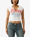 True Religion Logo Graphic Rib Baby Tee In White