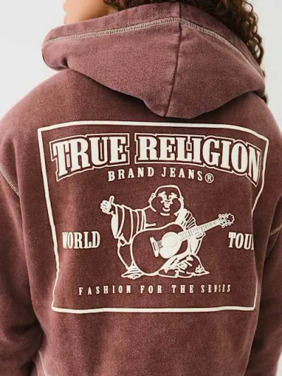 True Religion Women's Vintage Wash V Notch Hoodie In Brown