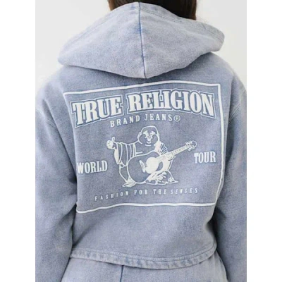 True Religion Women's Vintage Wash V Notch Hoodie In Blue