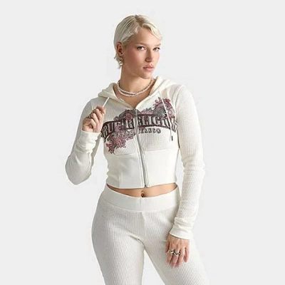 True Religion Women's Waffle Knit Contour Full-zip Hoodie In White