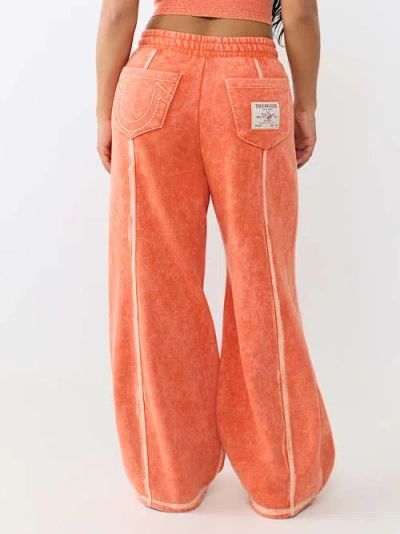 True Religion Women's Washed Big T Barrel Sweatpant In Orange