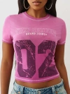 True Religion Women's Washed Embroidery Baby T-shirt In Pink