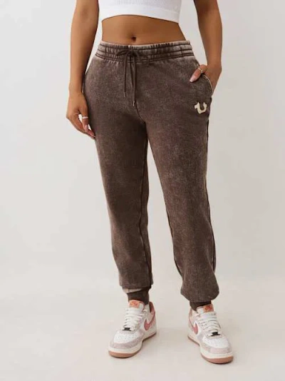 True Religion Women's Washed Fleece Jogger In Brown