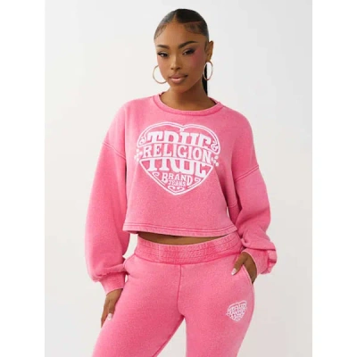 True Religion Women's Washed Heritage Dolman Pullover In Pink