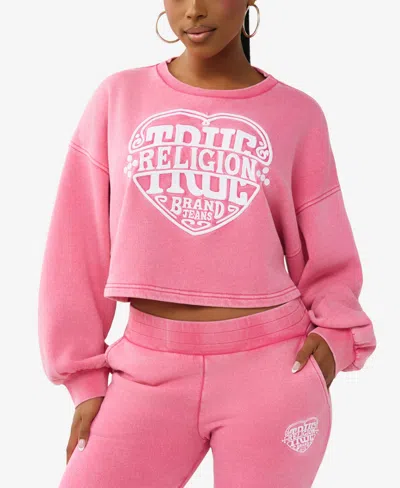 True Religion Women's Washed Heritage Dolman Pullover Top In Pink