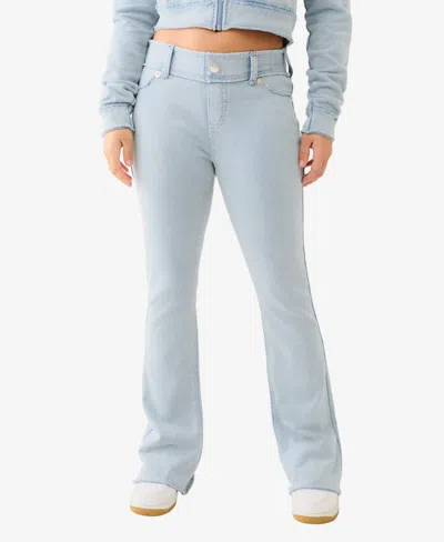 TRUE RELIGION WOMEN'S WASHED RAW EDGE BIG T TRACK JEANS
