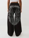 True Religion Women's Winged Crystal Logo Baggy Sweatpant In Black
