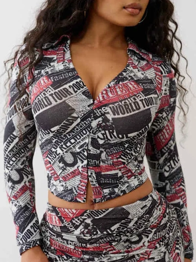 True Religion Women's World Tour Button-up Top In Blue