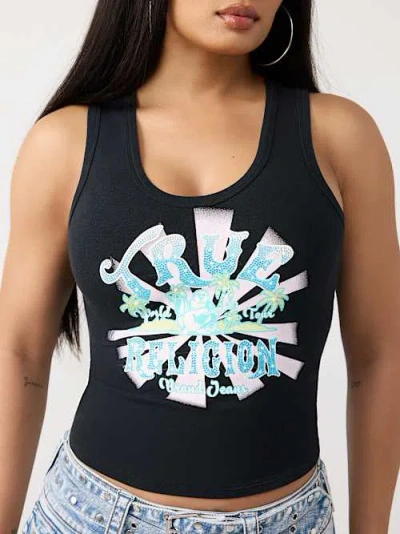 True Religion Women's World Tour Halter Tank Top In Black