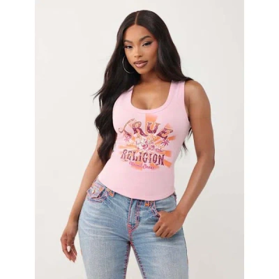 True Religion Women's World Tour Tank Top In Pink