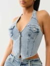 True Religion Halter Denim Top In Blue
