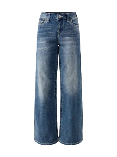 True Religion Womens Baggy Flap Denim Trousers Blue Jeans