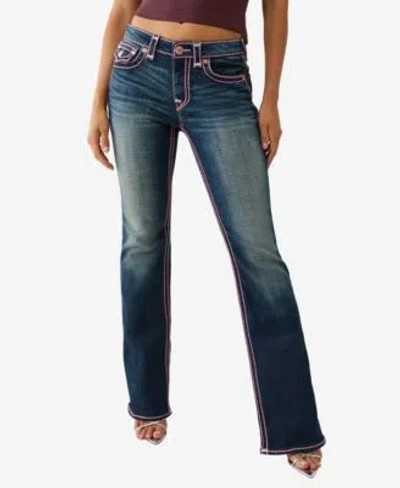 True Religion Womens Becca Bootcut Rope Stitch Flap Jeans In Blue