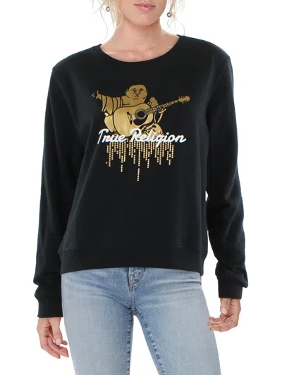 True Religion Womens Crewneck Logo Sweatshirt In Gold