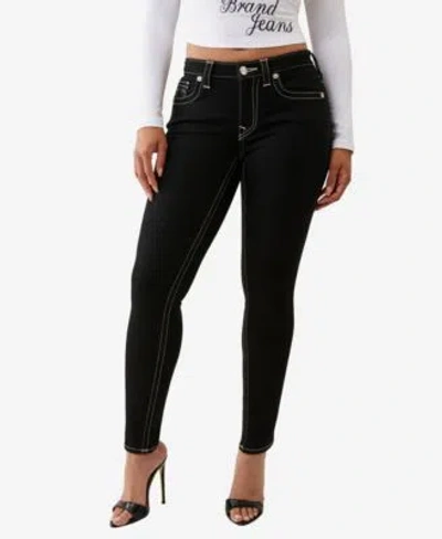 True Religion Womens Jennie Mid Rise Skinny Flap Jeans In Black
