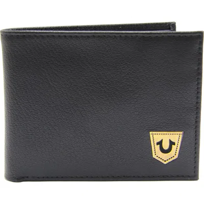 True Religion Woody Bifold Wallet In Black/gold