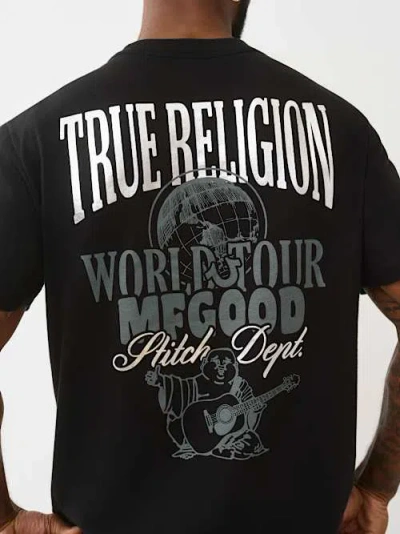 True Religion World Tour Globe Logo T-shirt In Black
