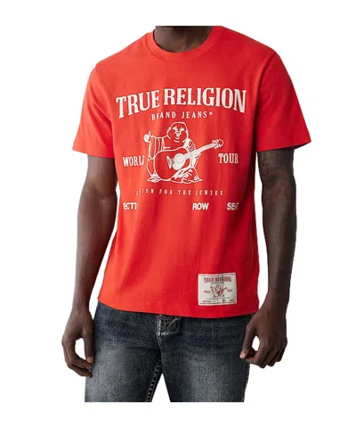 True Religion World Tour Graphic Heavyweight Tee In Red