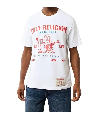 True Religion World Tour Graphic Heavyweight Tee In Optic White