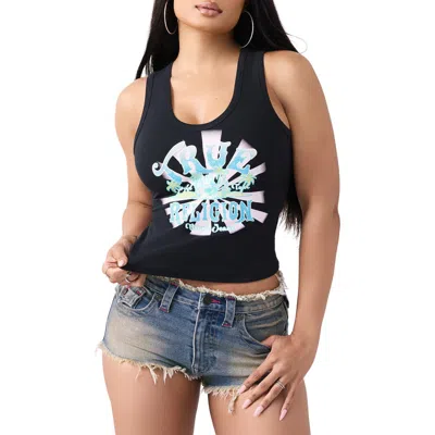 True Religion World Tour Logo Cotton Graphic Tank In Black