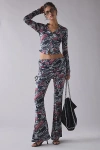 True Religion World Tour Print Asymmetric Ruched Foldover Pant In Aop Newspaper Print, Women's At Ur In Multi