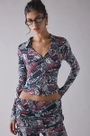 True Religion World Tour Print Long Sleeve Button-up Top In Aop Newspaper Print, Women's At Urban Ou In Multi