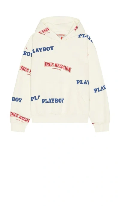 True Religion X Playboy Cinched Pullover Hoodie In Nude