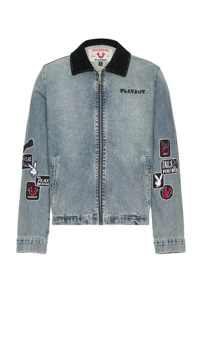 True Religion X Playboy Patch Blue Collar Jacket