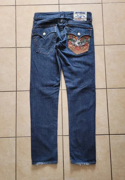 Pre-owned True Religion X Vintage True Religion Embroidered Billy Buddha World Tour Jeans In Blue