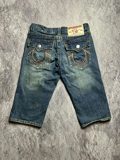 Pre-owned True Religion Y2k  Contrast Stitch Washed Japan Style Shorts In Blue Wash