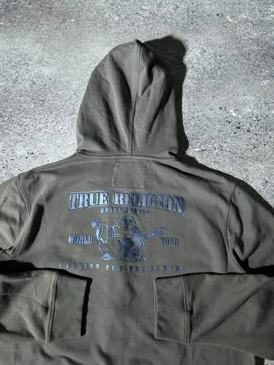 Pre-owned True Religion Y2k  Hoodie Zip Up Buddha Logo Back Chief Keef In Grey