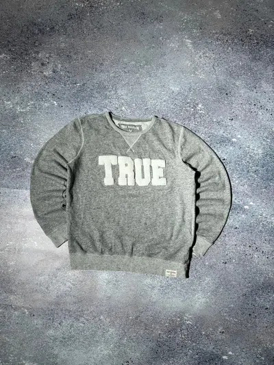 Pre-owned True Religion Y2k  Sweatshirt Crewneck Plush Logo In Grey