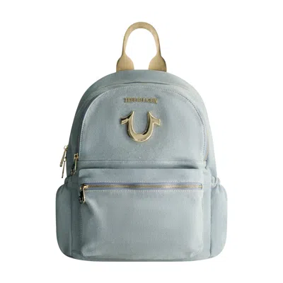 True Religion Zip Pocket Denim Horseshoe Backpack In Blue