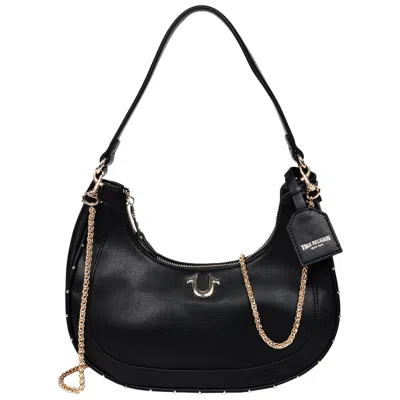 True Religion Zip Top Crescent Hobo Bag In Black