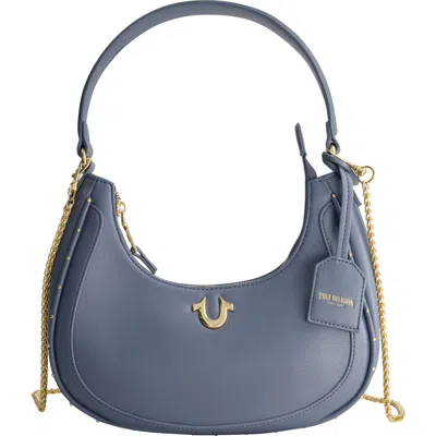 True Religion Zip Top Crescent Hobo Bag In Blue