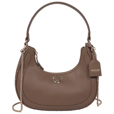True Religion Zip Top Crescent Hobo Bag In Brown