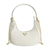 True Religion Zip Top Crescent Hobo Bag In White