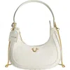 True Religion Zip Top Crescent Hobo Bag In White