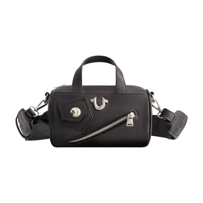 True Religion Zip Top Mini Duffle Handbag In Black