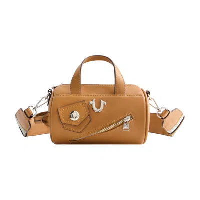 True Religion Zip Top Mini Duffle Handbag In Gold